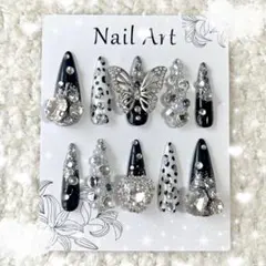 キッズネイル★黒×シルバー★KOGYARU★ギャル★