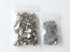 （65）100個セットクリップ式イヤリング金具　平皿カンなし　シルバー　蝶バネ