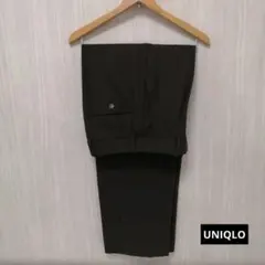 【美品】ユニクロ　タックワイドパンツ　　ブラウン