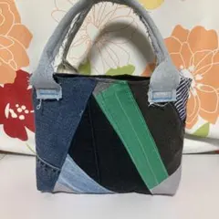 デニムリメイク　ランチバッグ　バッグ　トートバッグ　パッチワーク