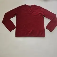 HUMAN WOMAN赤のVネック長袖ニットセーター サイズM