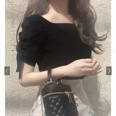 GRL gf49 スクエアネックドロストスリーブニットトップス