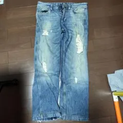 お値下げ D&G ダメージ加工ブルーデニムパンツ