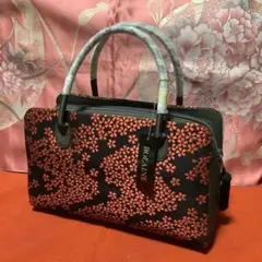 新品着物和装用利休バッグ (黒とオレンジ)