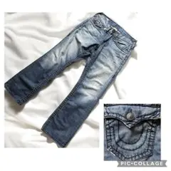 レア 美品 トゥルーレリジョン リッキー SUPER T デニムパンツ ステッチ