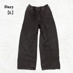 美品✨️Dazy　デイジー【L】ブラックウォッシュ ワイドデニムパンツ　黒