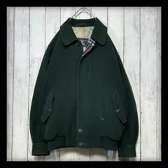 【Berberry's☆90s☆ウールブルゾン】短丈☆ホースロゴ☆ノバチェック緑