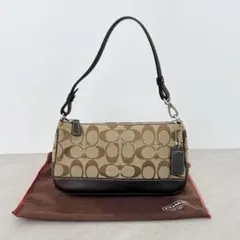 COACH ハンドバッグ アクセサリーポーチ シグネチャー ダークブラウン