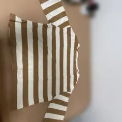 UNIQLO ブラウン/ホワイトストライプ Tシャツ M