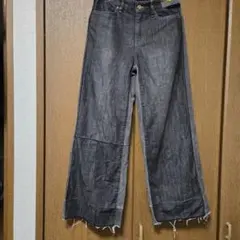 as know as de base　異素材切り替えワイドパンツ