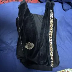 黒 レオパード柄 ストライプ ロングパンツ