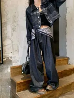 デニムジャケットセットアップ✨女子会にぴったりカジュアルコーデ