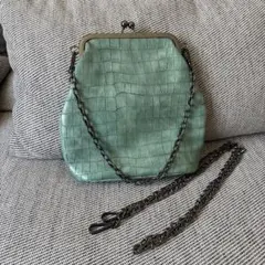 チェーンスクエアバッグ クロコダイル風 ミントグリーン