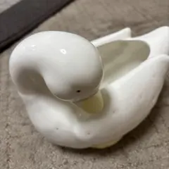 陶器製アヒル型置物 植木鉢