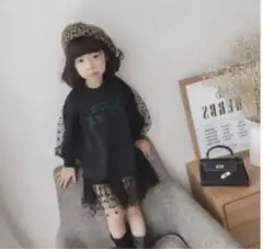 韓国子供服★ドット柄レース★ワンピース★90〜120