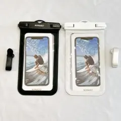 NIMASO 完全防水 スマホ防水ケース ストラップ付き ブラック ホワイト