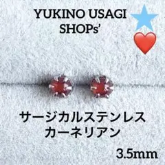 スタッドピアスNO.916天然石(カーネリアン) サージカルステンレス