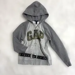 00s Y2K GAP 迷彩ロゴ　裏起毛　ジップアップパーカー　平成ギャル　海外