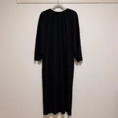 ブラック ロングワンピース 長袖 バックリボン フォーマル 上品 黒