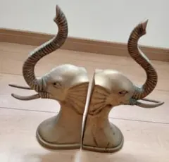 象 ブックエンド 置物 アンティーク 真鍮 オブジェ