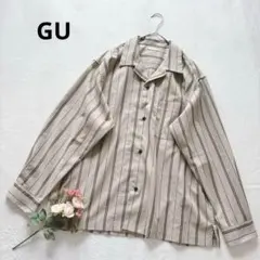 ジーユー GU ストライプ柄 長袖 シャツ オープンカラーシャツ ゆったり XLのサムネイル