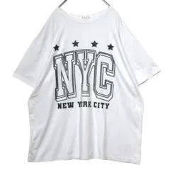 NYCプリント オーバーサイズ ホワイトTシャツ 輸入 古着