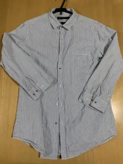 SHIPS IT BLUE ストライプ七分袖シャツ Lサイズ