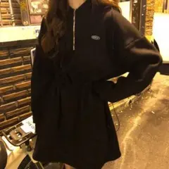 フード付パーカーワンピース 韓国オルチャン Mサイズ 002680