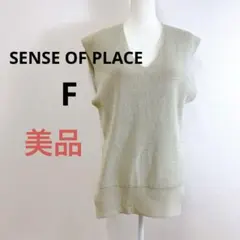 美品 SENSE OF PLACE アゼアミVネックデザインベスト F