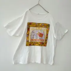 WORLD gio ジオ 鳥プリント Tシャツ 白 コットン100% 日本製 Lのサムネイル