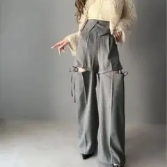 2way ハイウエスト　ワイドスラックスパンツ