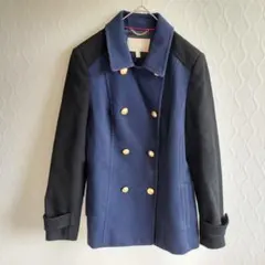 ✨Banana Republic✨バイカラーピーコート【M】金ボタン ネイビーのサムネイル