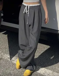 DAZY ストライプ ワイドパンツ