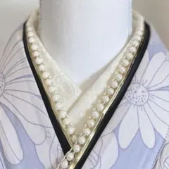 成人式振袖　パール重ね襟レース半衿フリル伊達襟卒業式袴　浴衣着物　帯飾り　七五三