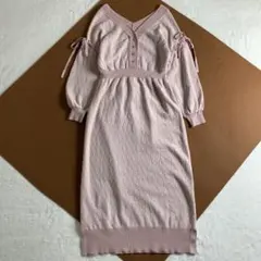 美品✨グレースコンチネンタル　レーシーニットワンピース　ロング　総柄　ピンク
