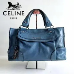 希少】CELINE セリーヌ ハンドバッグ ブギーバッグ 馬車金具 ブルー系