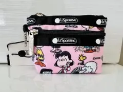 レスポートサック　スヌーピー　2段コインケース　ポーチ　ピンク