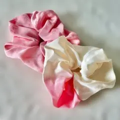 大人かわいい上品ピンク♡サテン風シュシュ2点セット｜高見え・春コーデに