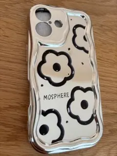iPhone16 花柄ケース シルバー