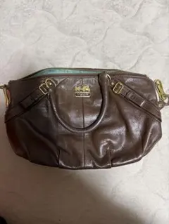 coach ブラウンレザー ショルダーバッグ