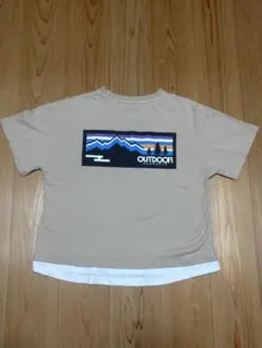 OUTDOOR PRODUCTS Tシャツ ベージュ レイヤード風