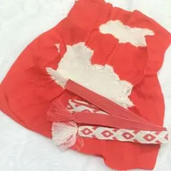 F3 帯揚げ 帯締め セット 赤 白 しぼり