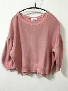 アクチュエル　春物ニット　ピンク　綿100% 日本製　ドルマンスリーブ