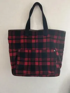 赤と黒のチェック トートバッグ