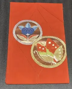 【新品級美品】名古屋帯　躾糸付き　刺繍入り　着物帯　金色刺繍　レトロ