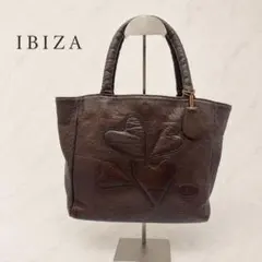 IBIZA イビサ レザー リュック バックパック ブラウン 花モチーフ
