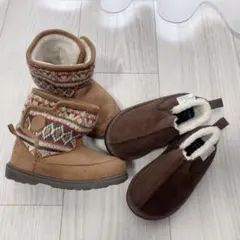 アプレレクール ブーティブラウン柄付きブーツ 14size