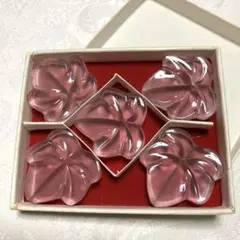 葉の形のガラス箸置き5個セット