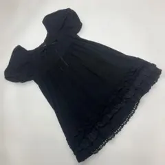 ピンクハウス 黒 フリル使い チュニックカットソー
