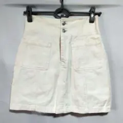 処分セール　オリーブデオリーブ　デニムミニスカート　ボタン付き　台形スカート